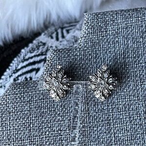 VINTAGE | Starburst Clear Crystals Silver Tone Clip On Earrings